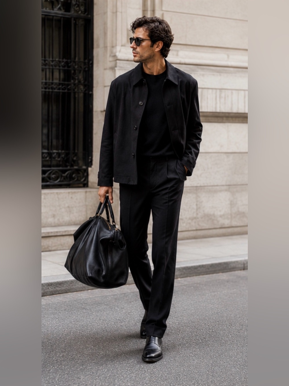 Alexander Wang Oversized Black Pebbled Leather Weekender Travel Tote Bag Minimal - Picture 2 of 11